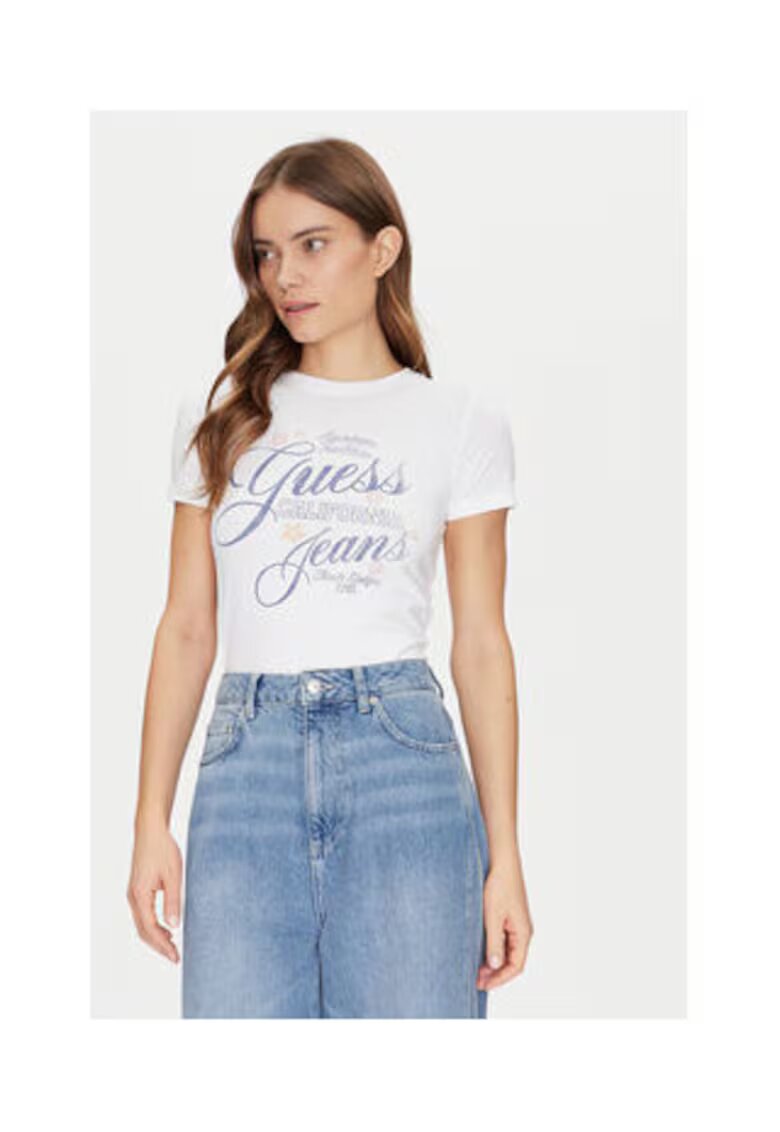 Guess Jeans Tricou slim fit cu logo