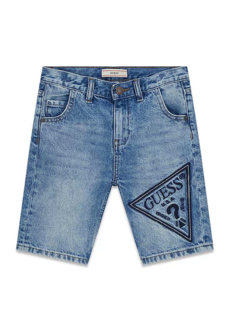 GUESS KIDS Bermude din denim cu logo - Albastru melange