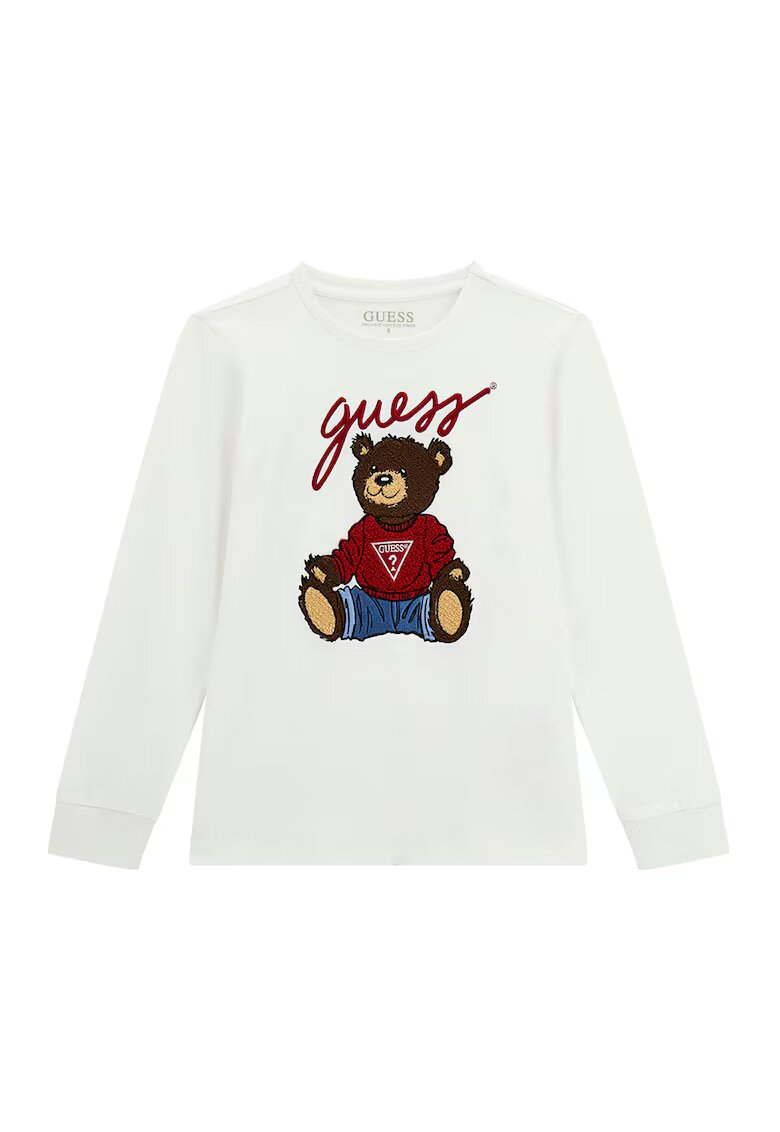 GUESS KIDS Bluza cu imprimeu logo - Rosu/Maro/Alb murdar