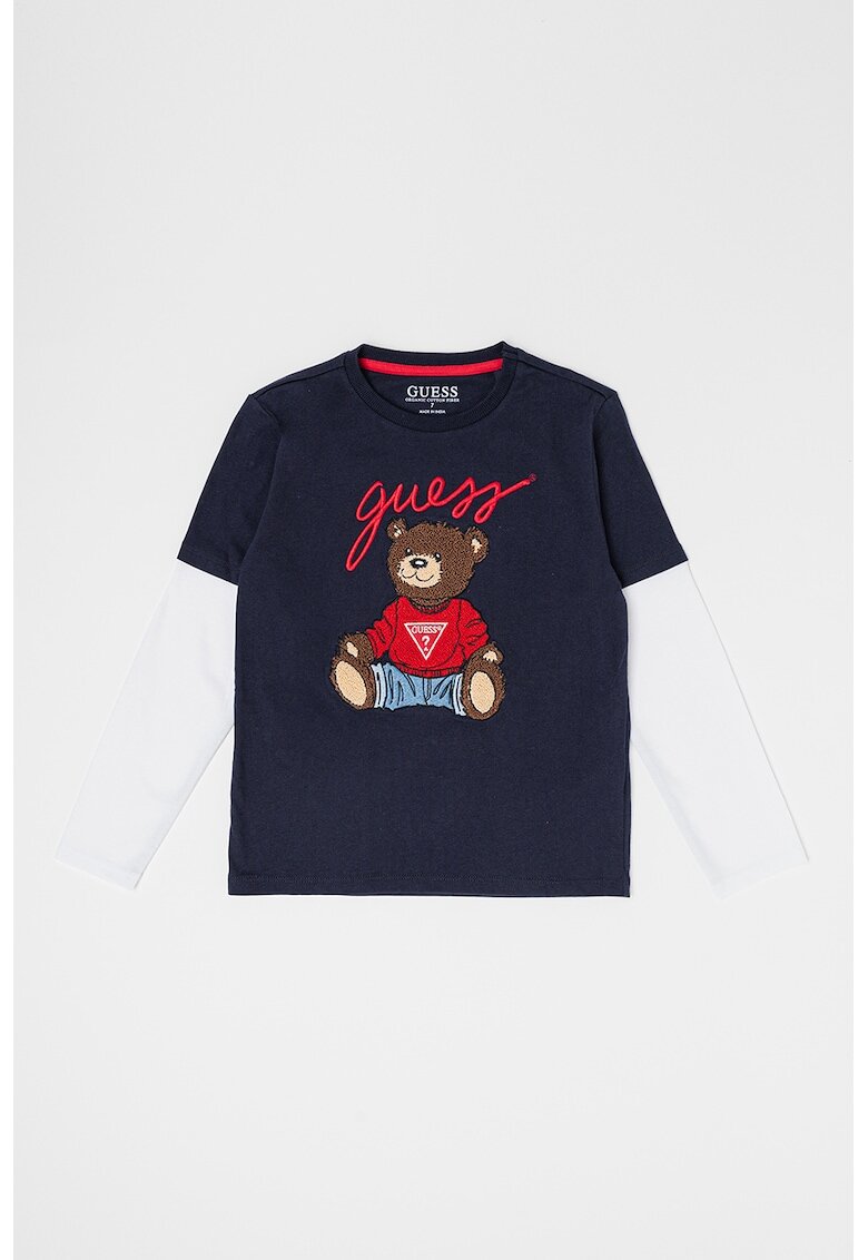 GUESS KIDS Bluza cu model 2in1 - Alb/Bleumarin
