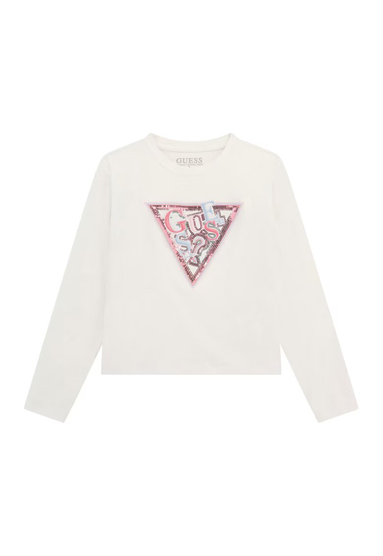 GUESS KIDS Bluza cu paiete - Alb fildes/Roz deschis