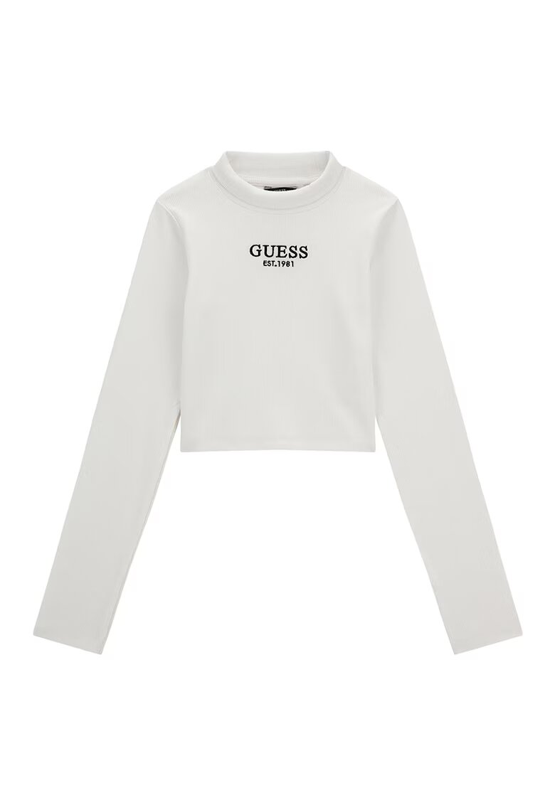 GUESS KIDS Bluza cu striatii si logo brodat - Alb murdar