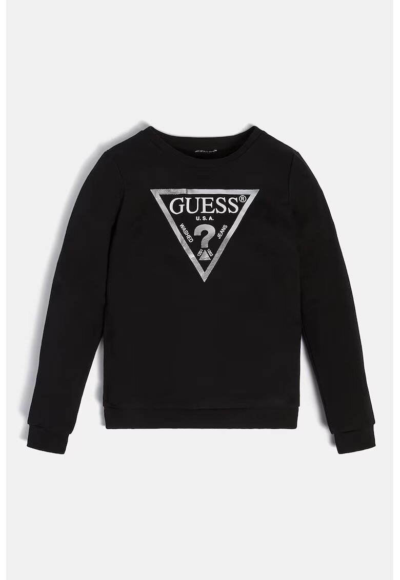 GUESS KIDS Bluza de trening cu decolteu la baza gatului si imprimeu logo - Negru