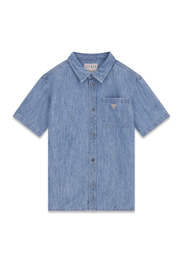 GUESS KIDS Camasa din material chambray cu guler clasic - Albastru deschis melange