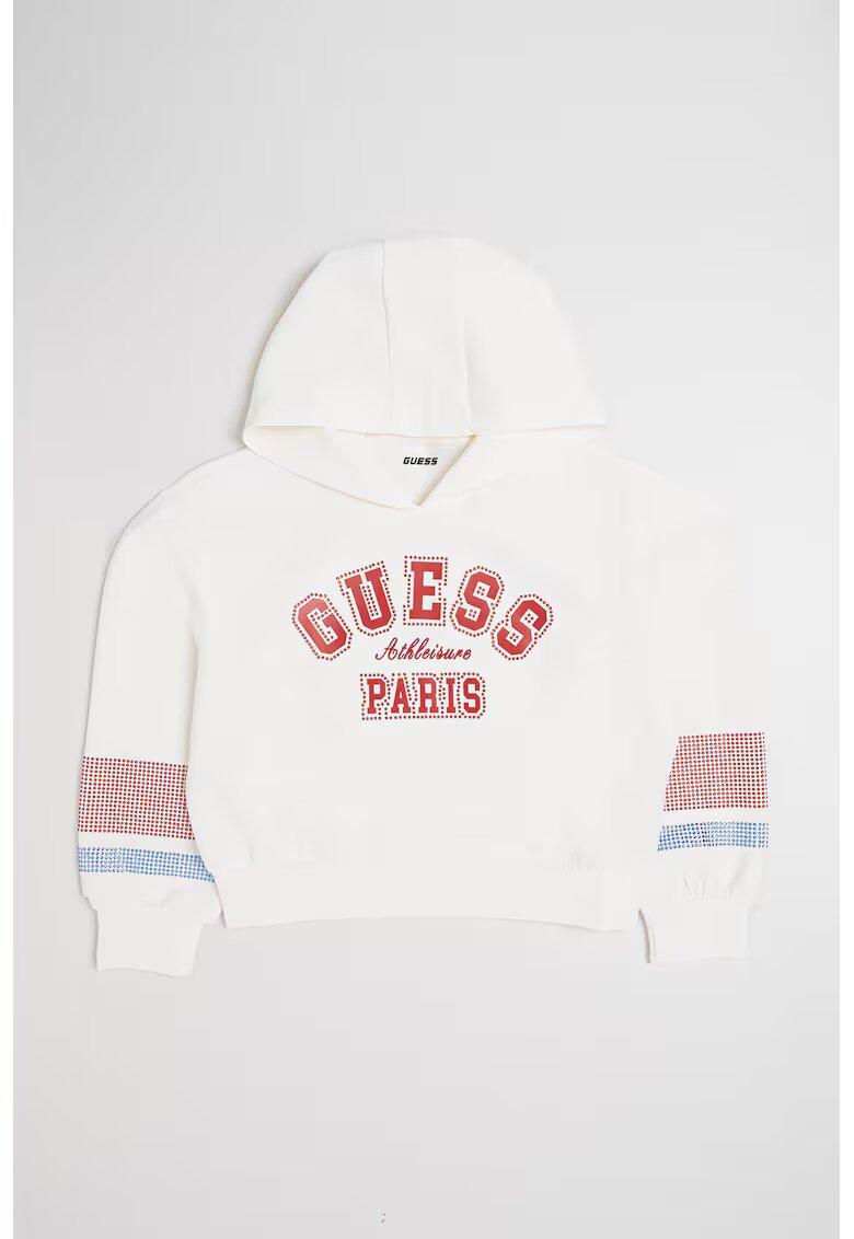 GUESS KIDS Hanorac din amestec de modal cu imprimeu logo - Rosu/Alb murdar
