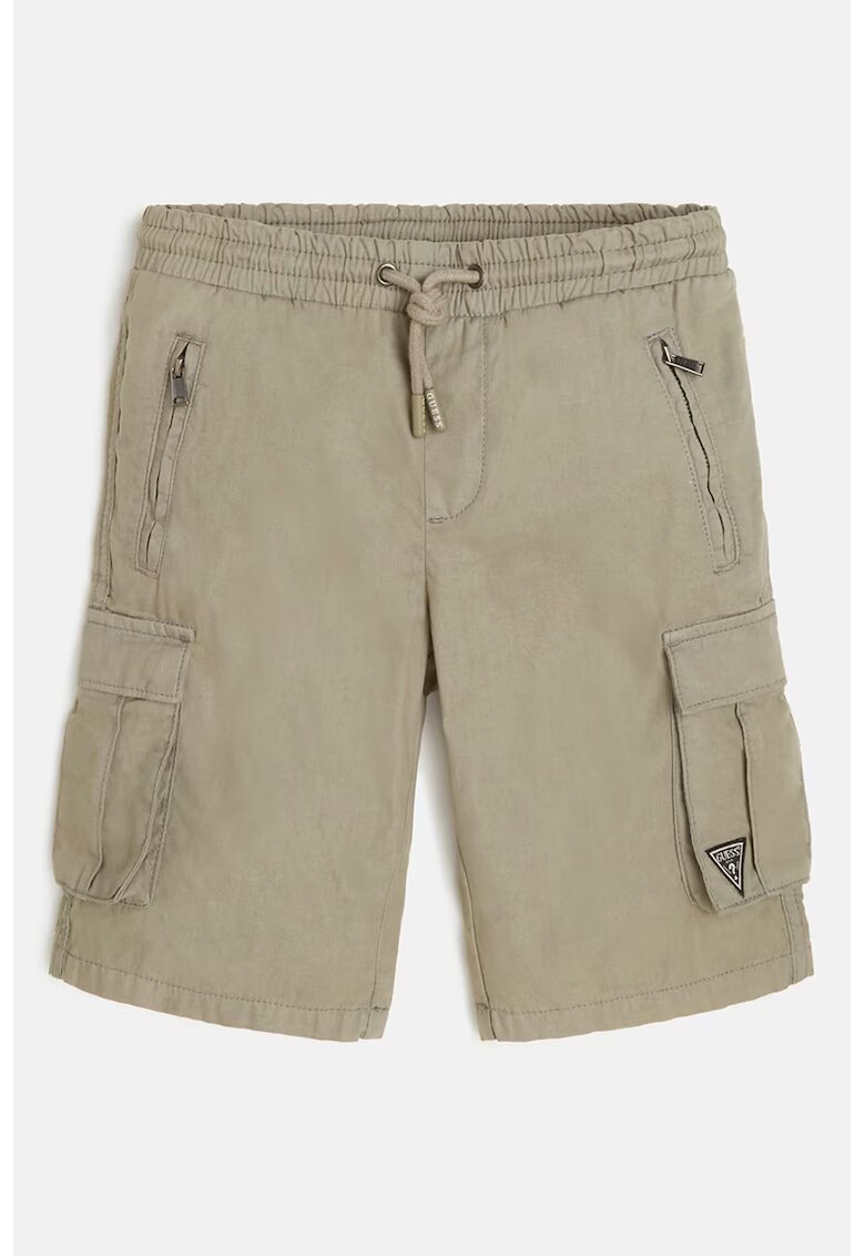 GUESS KIDS Pantaloni scurti cargo de bumbac cu snur - Grej