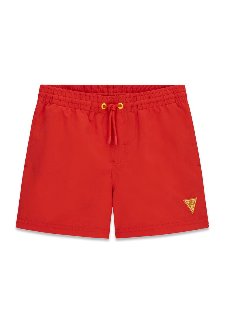 GUESS KIDS Pantaloni scurti de baie cu snur si logo brodat - Rosu vermillion