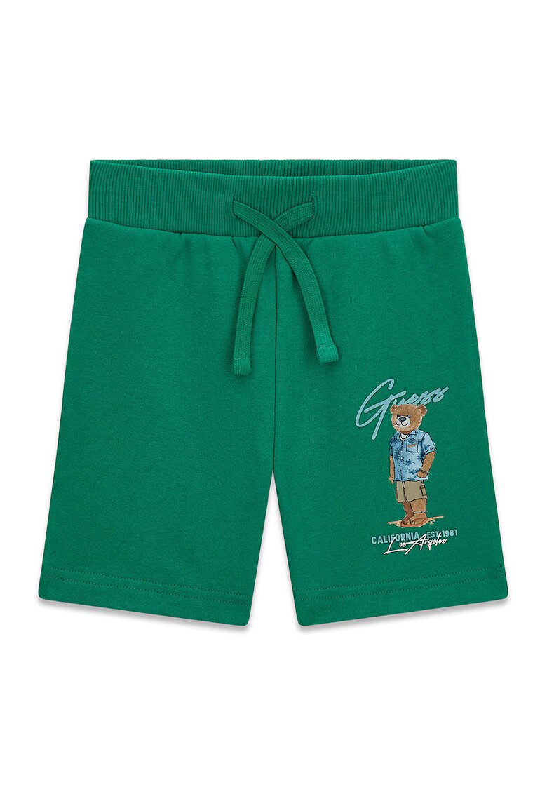 GUESS KIDS Pantaloni scurti de trening cu logo - Verde aquamarin