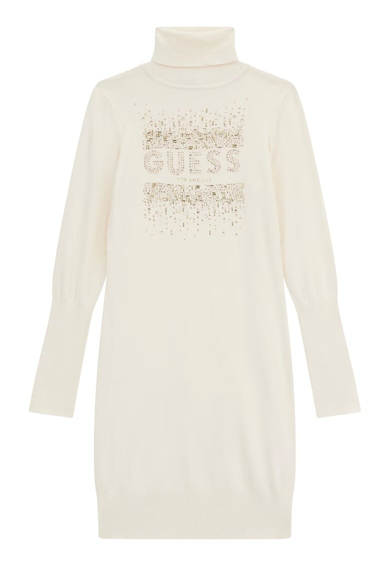 GUESS KIDS Rochie tricotata cu guler inalt - Auriu/Alb fildes