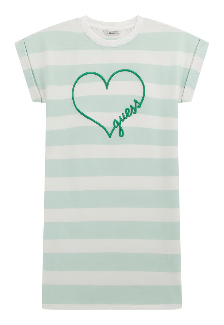 GUESS KIDS Rochie-tricou cu dungi - Bej/Verde pal