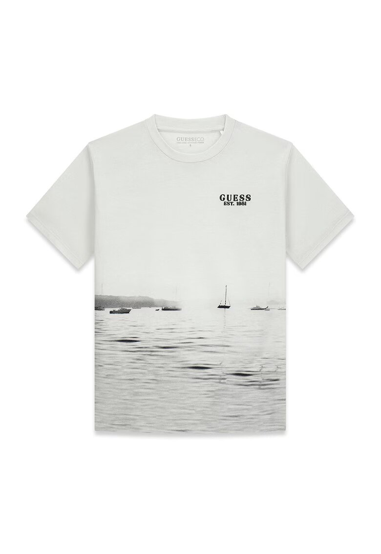 GUESS KIDS Tricou cu imprimeu foto - Gri deschis/Alb murdar
