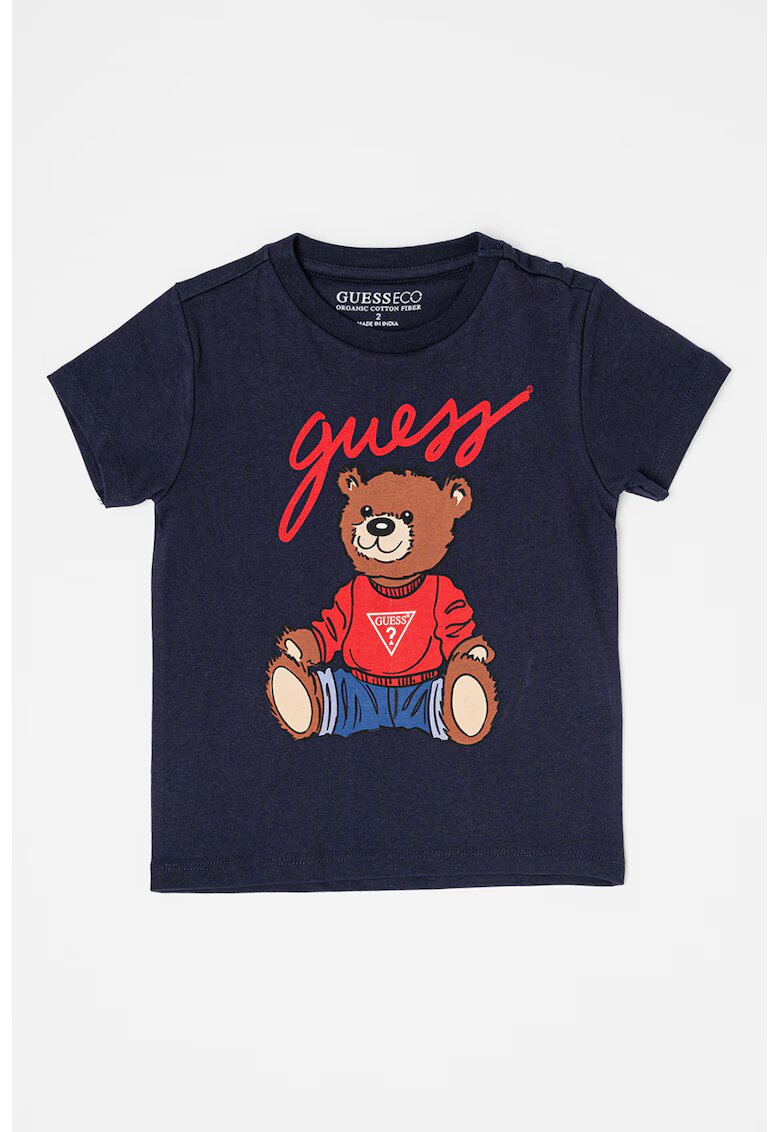 GUESS KIDS Tricou cu model grafic - Maro/Bleumarin
