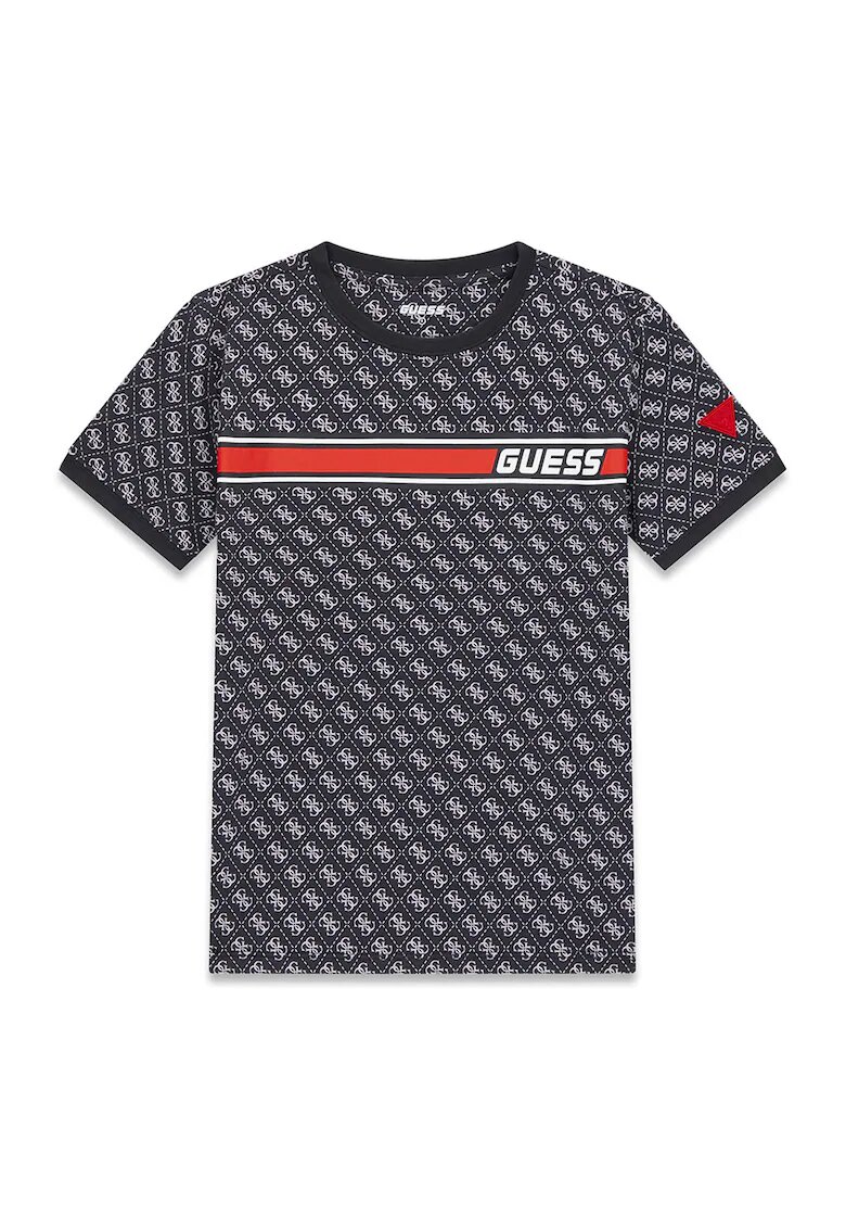 GUESS KIDS Tricou din amestec de bumbac cu model monograma - Rosu/Bleumarin