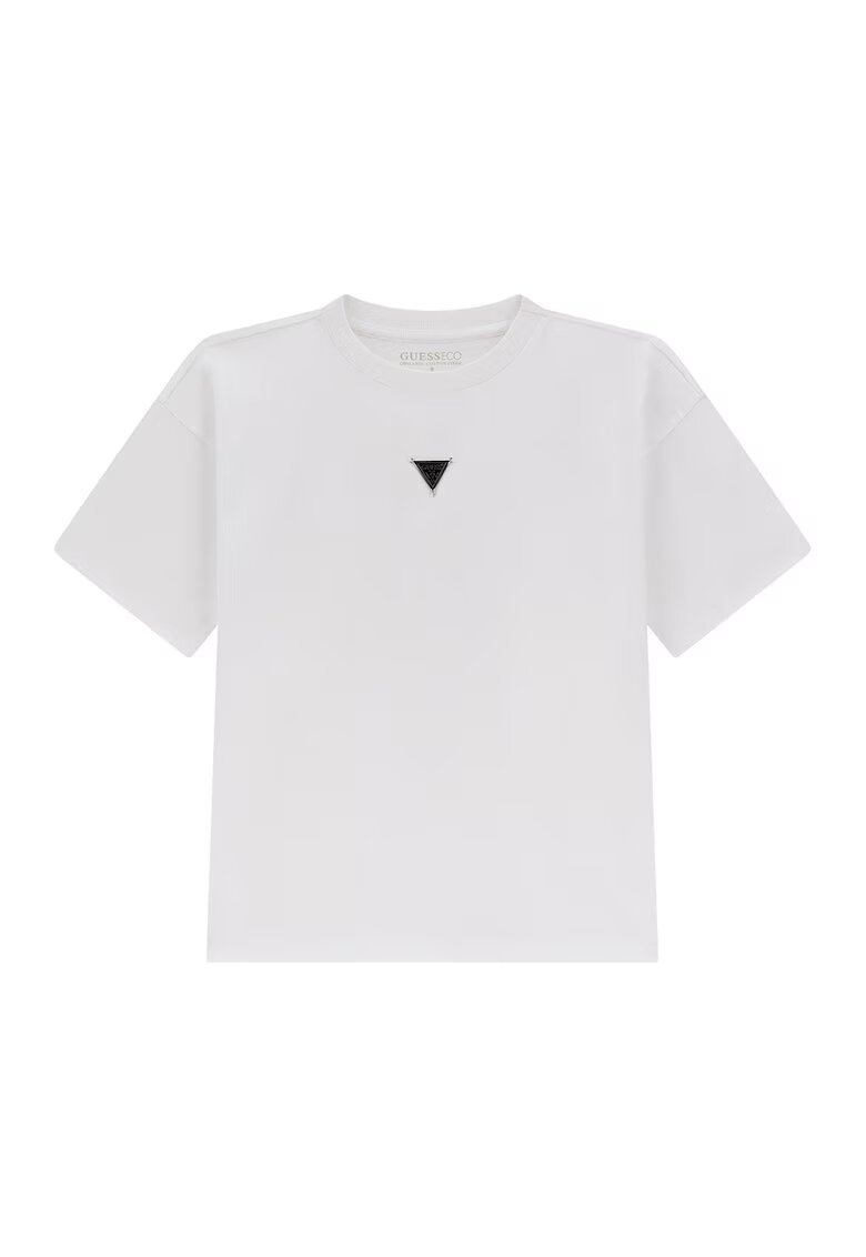 GUESS KIDS Tricou din bumbac cu aplicatii logo - Alb