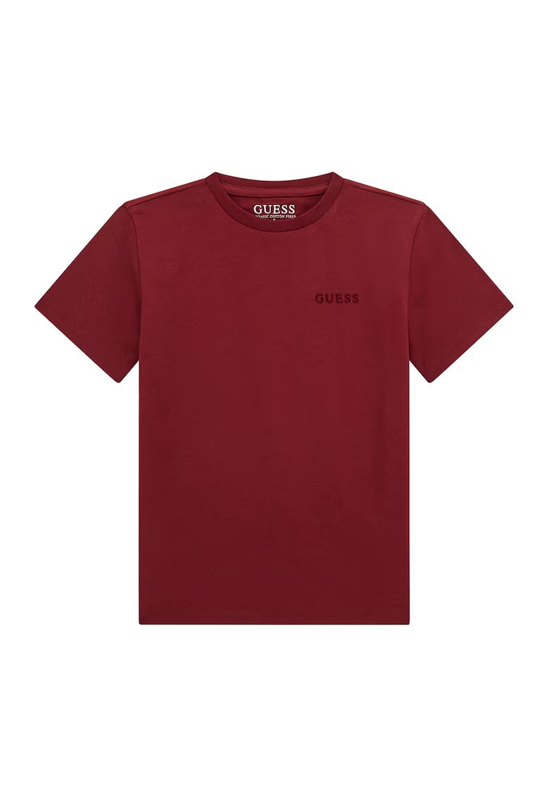 GUESS KIDS Tricou din bumbac cu imprimeu logo contrastant - Rosu inchis