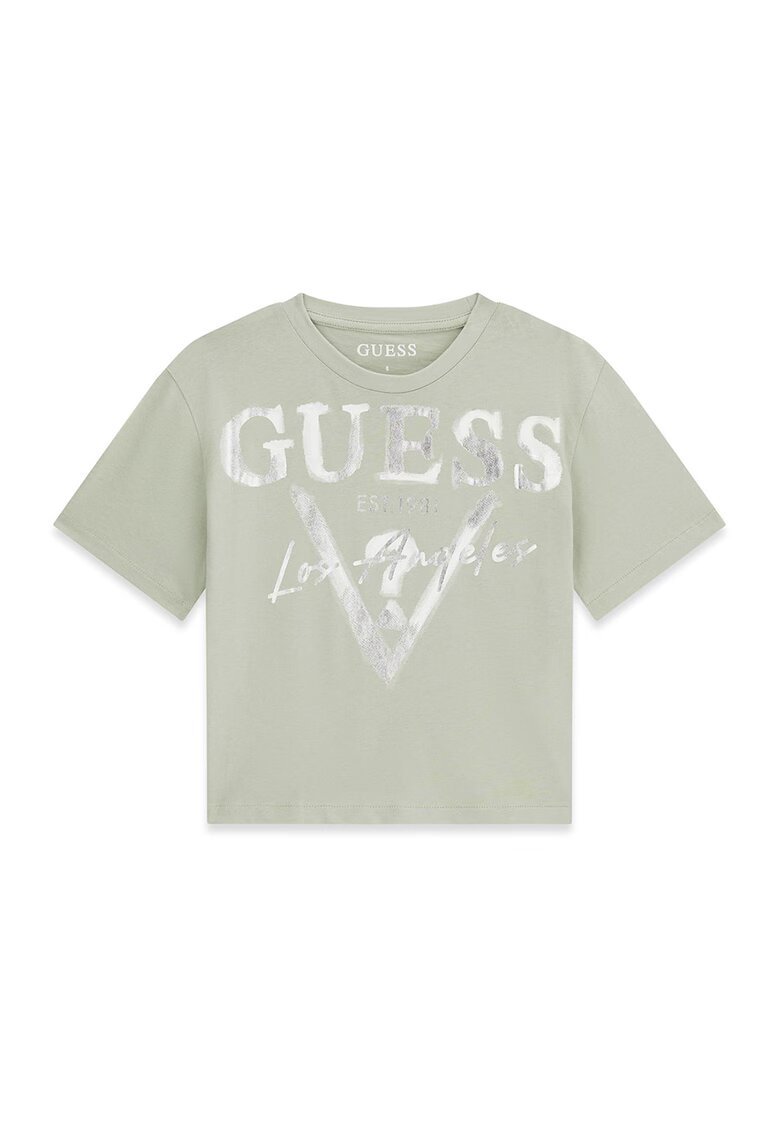 GUESS KIDS Tricou din bumbac cu logo - Verde pal