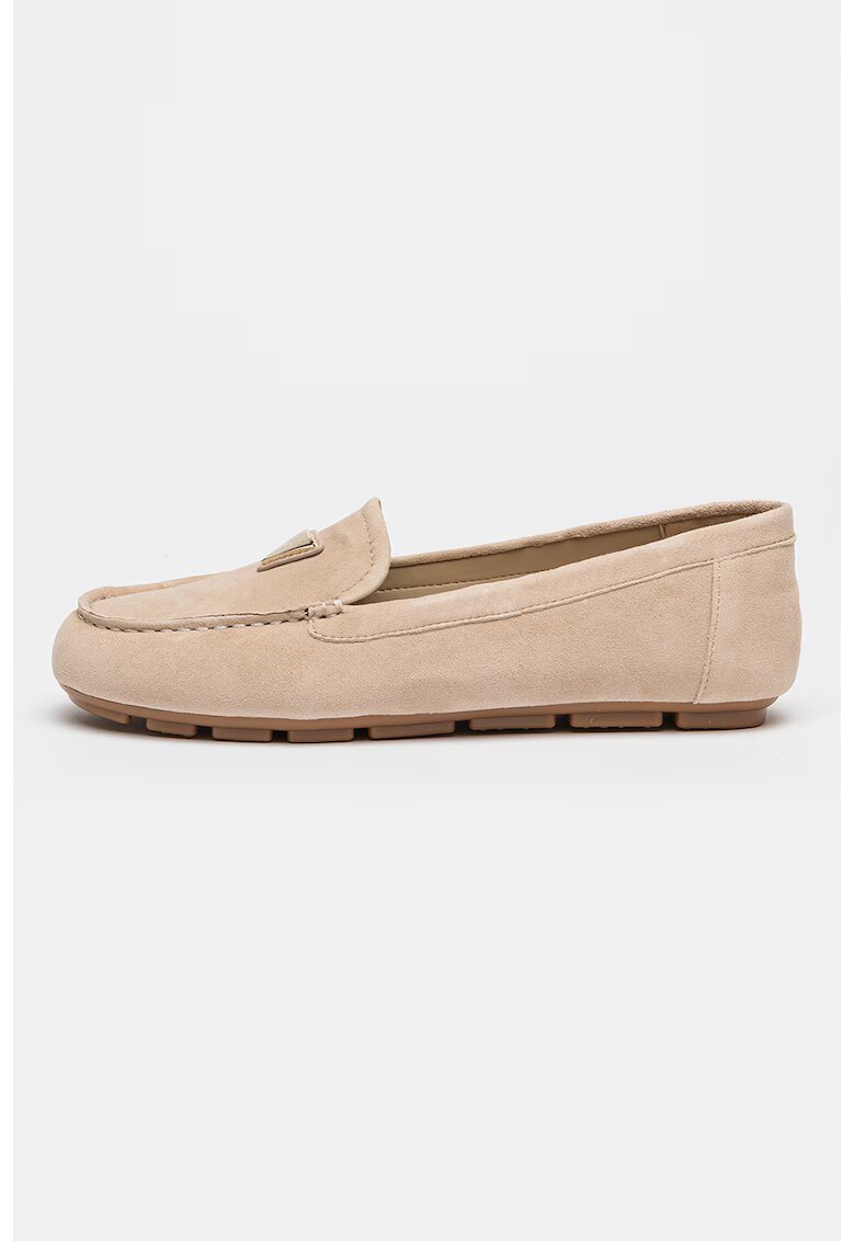 Guess Mocasini din piele intoarsa cu varf rotund - Maro taupe deschis