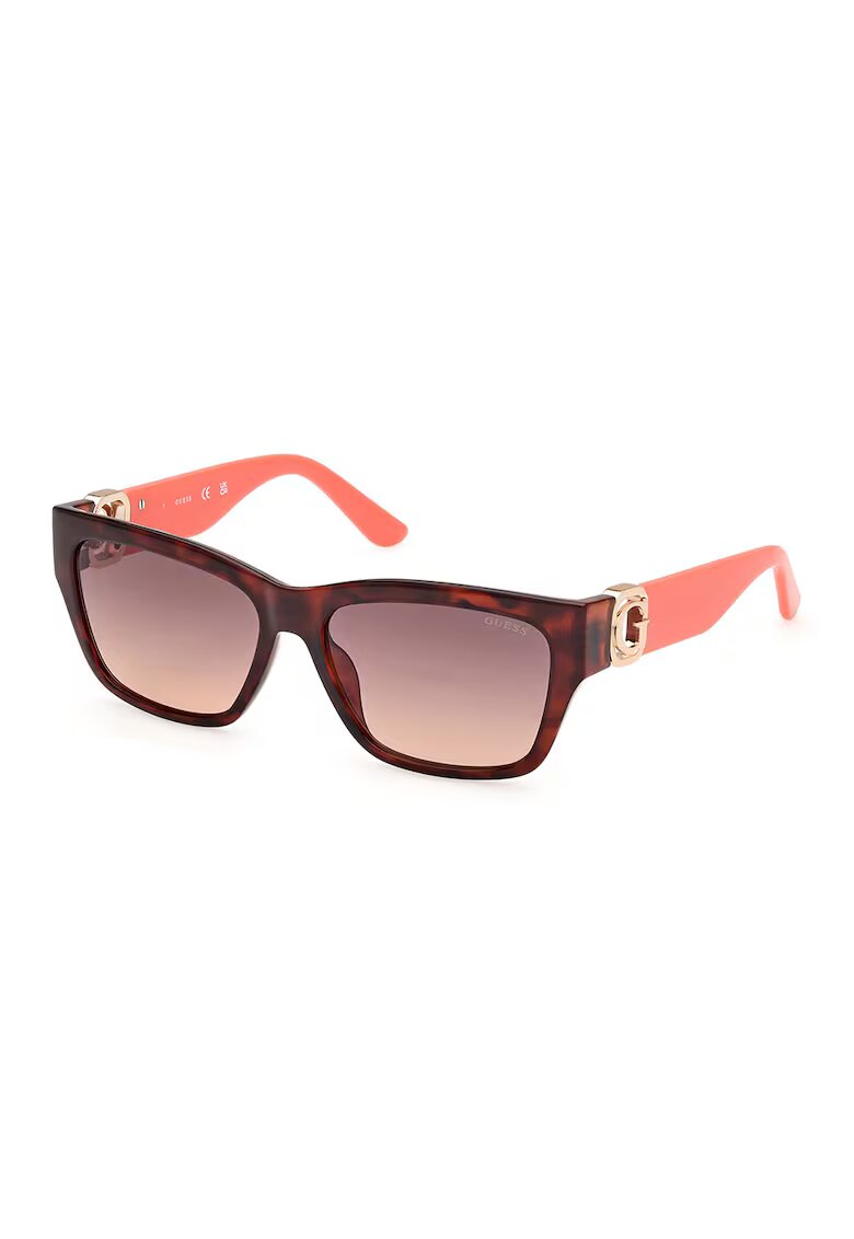 Guess Ochelari de soare cu lentile dreptunghiulare - Auriu/Maro inchis/Portocaliu mandarina