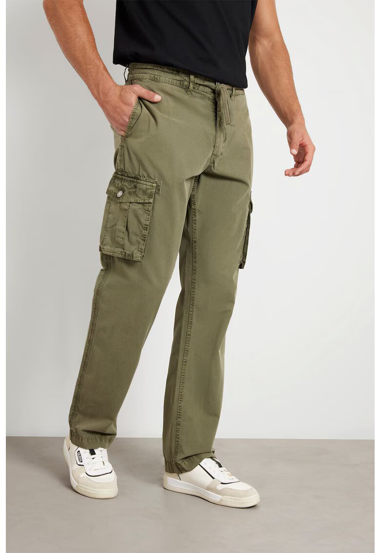 Guess Pantaloni cargo cu snur - Kaki