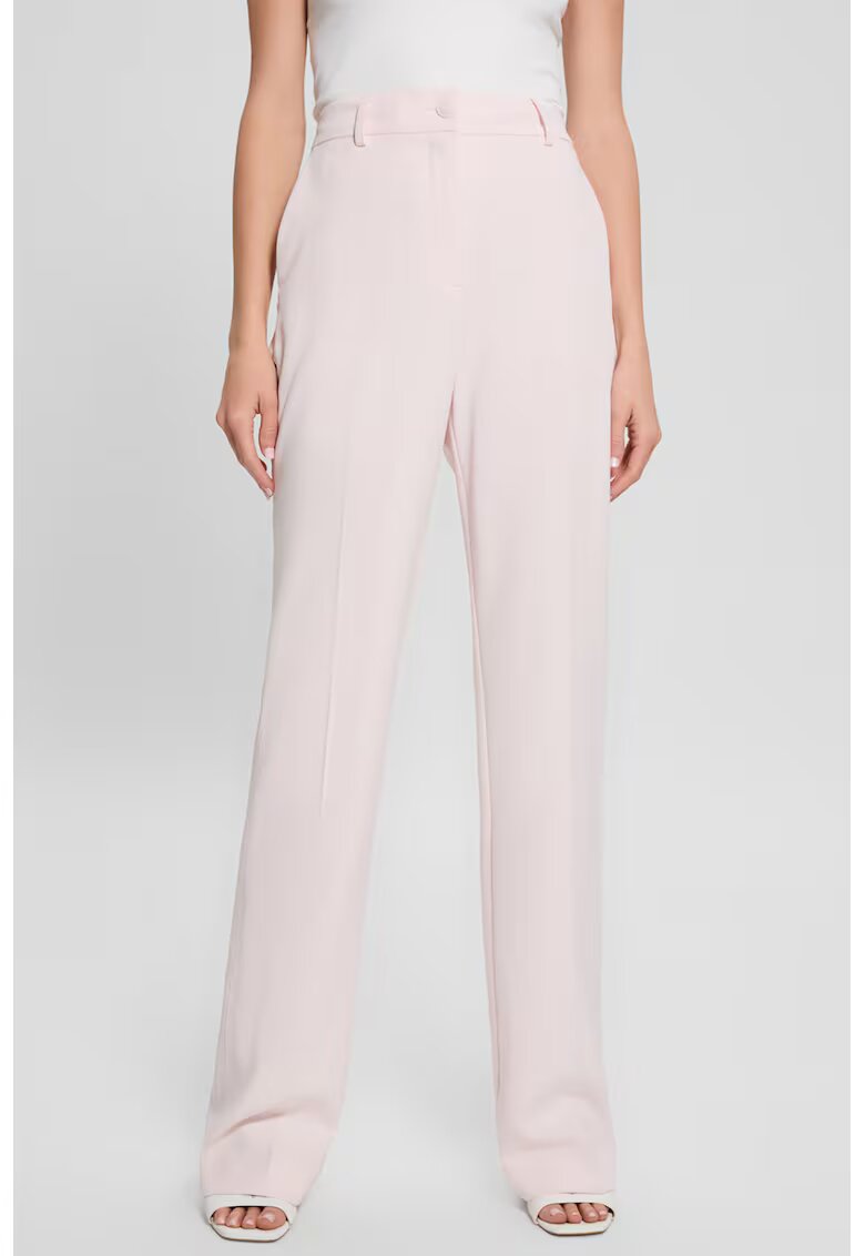 Guess Pantaloni cu talie inalta - Roz pal