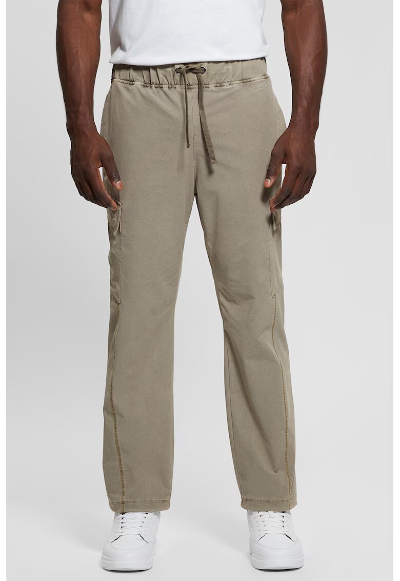 Guess Pantaloni cu talie medie si snur in talie - Verde deschis
