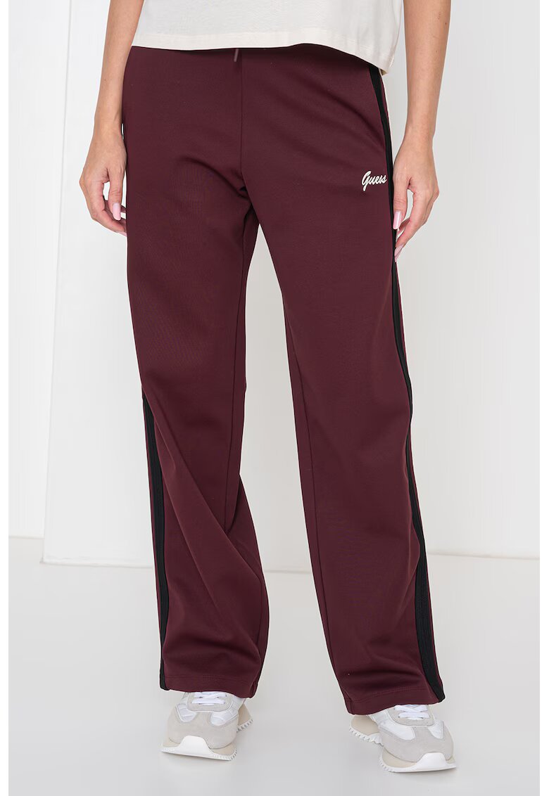 Guess Pantaloni de trening cu insertii contrastante - Violet tyrian