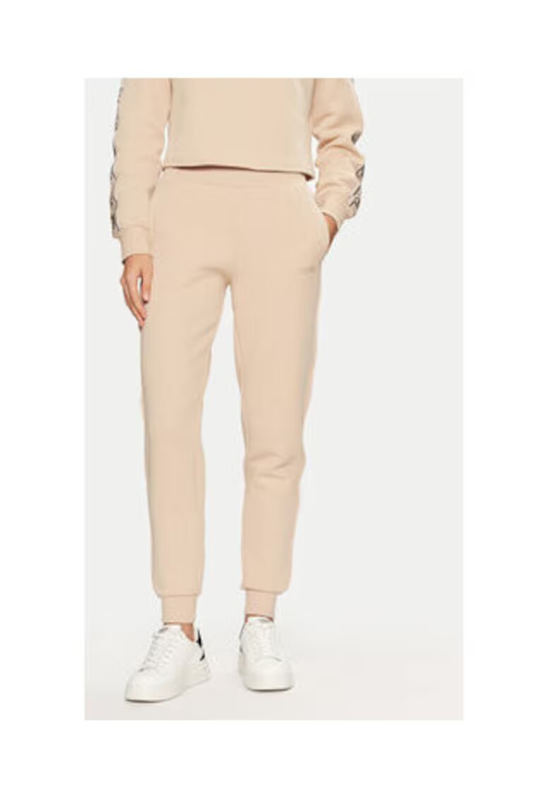 Guess Pantaloni de trening din amestec de bumbac cu banda logo si imprimeu grafic