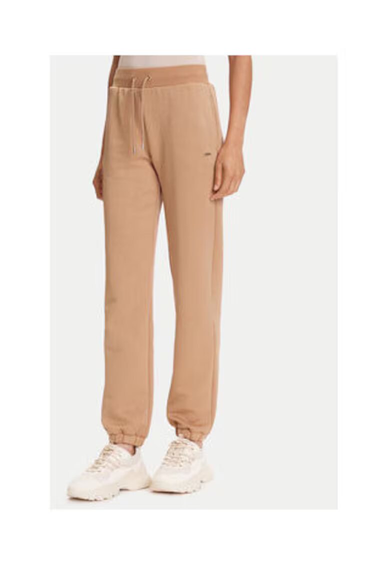 Guess Pantaloni de trening din amestec de bumbac cu logo metalic si model logo discret