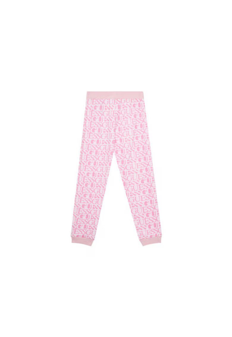 Guess Pantaloni de trening din bumbac cu model logo si terminatii elastice