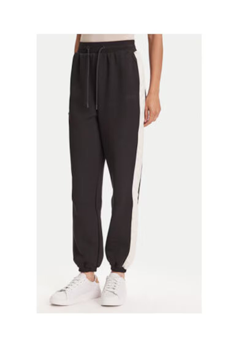 Guess Pantaloni de trening relaxed fit cu benzi laterala contrastanta si talie inalta cu snur