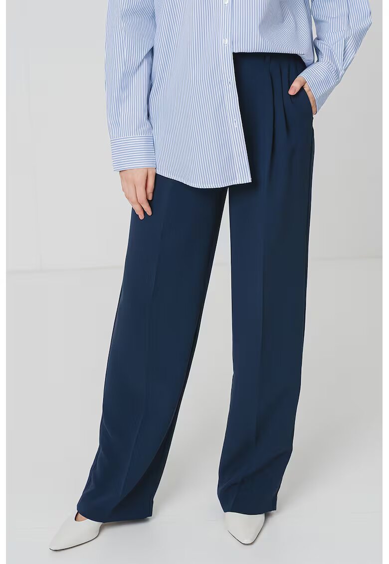 Guess Pantaloni drepti cu pliuri inversate - Bleumarin