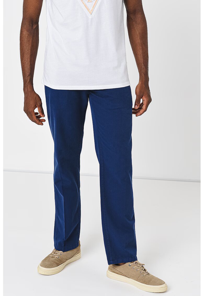 Guess Pantaloni drepti din amestec de lyocell - Bleumarin