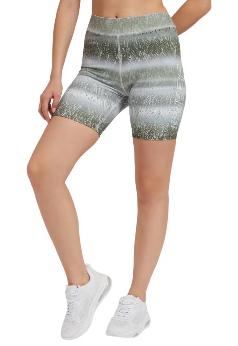 Guess Pantaloni scurti ciclism dama Corrine - Poliester/Elastan - Verde/Alb - Verde