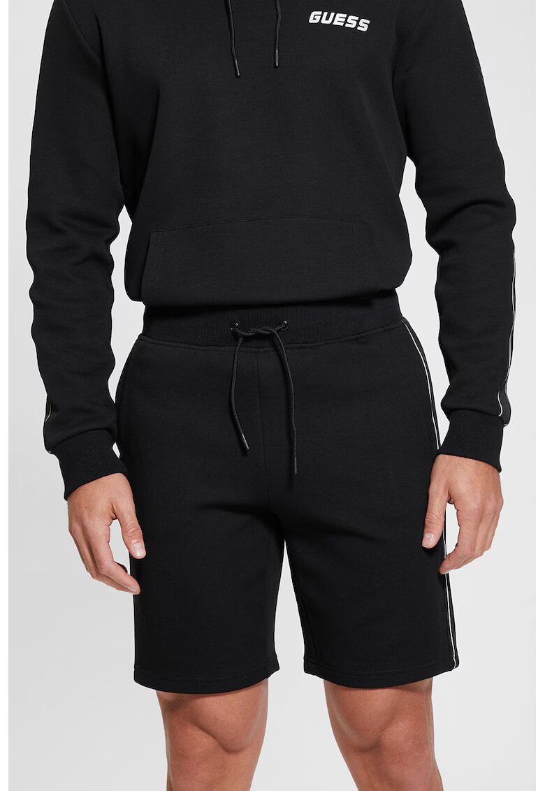 Guess Pantaloni scurti cu banda logo laterala pentru fitness - Negru
