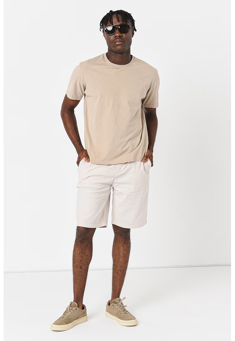 Guess Pantaloni scurti din amestec de in cu snur in talie Mick - Crem