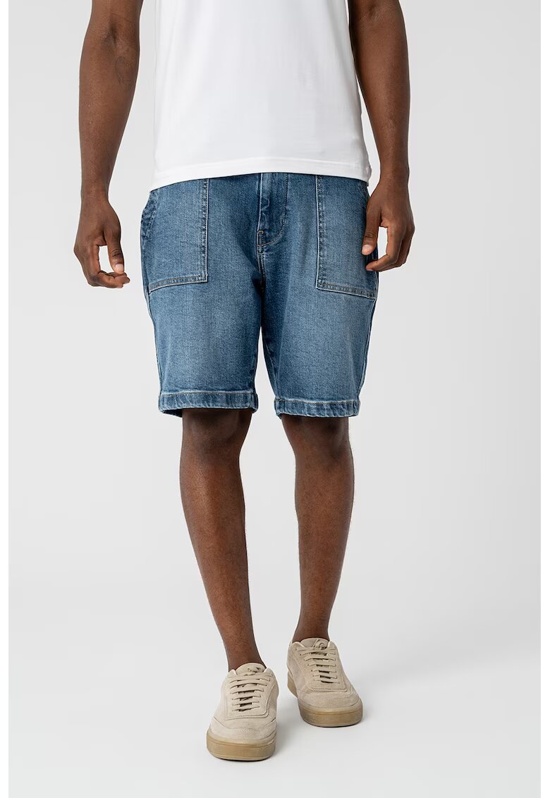 Guess Pantaloni scurti din denim cu aspect decolorat - Albastru