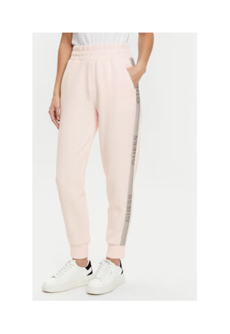 Guess Pantaloni sport cu garnitura laterala cu logo