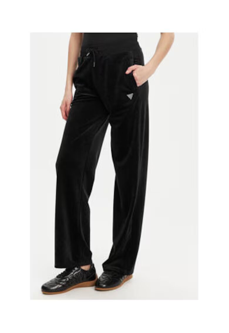 Guess Pantaloni uni cu banda si snur in talie