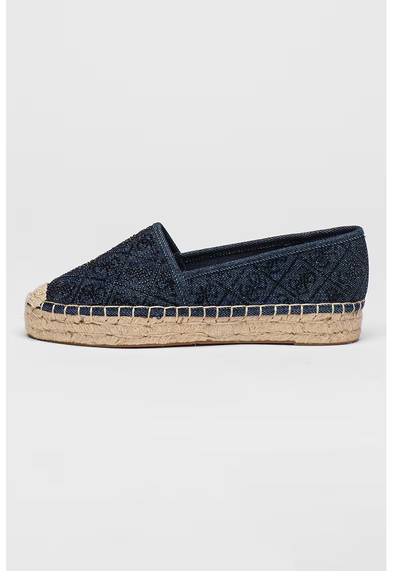 Guess Pantofi loafer din material textil cu model logo - Negru/Bleumarin