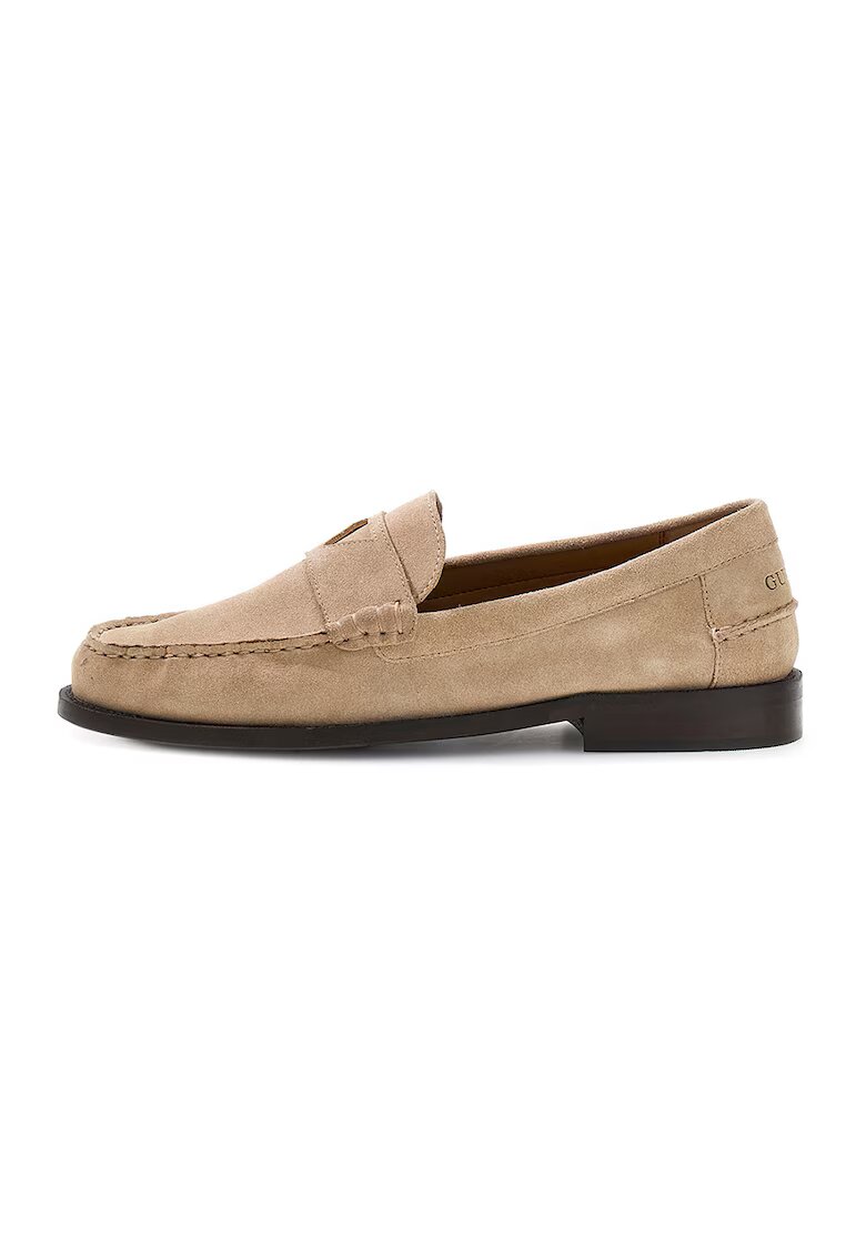 Guess Pantofi loafer din piele intoarsa - Bej inchis