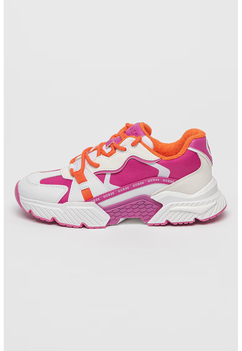 Guess Pantofi sport cu aspect contrastant - Roz fandango/Portocaliu mandarina/Alb murdar