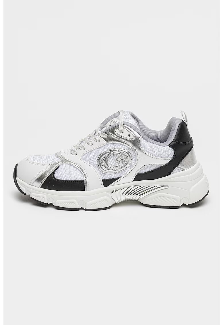 Guess Pantofi sport cu insertii de plasa - Alb/Negru/Argintiu