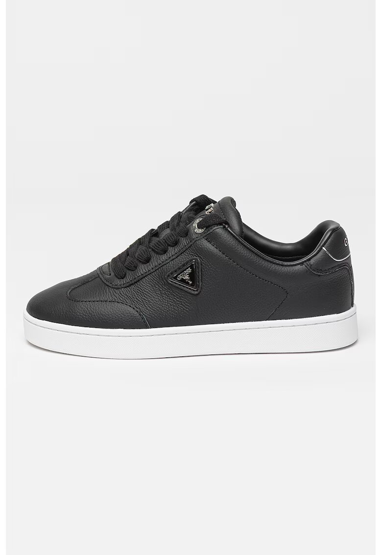 Guess Pantofi sport de piele cu siret - Negru/Argintiu