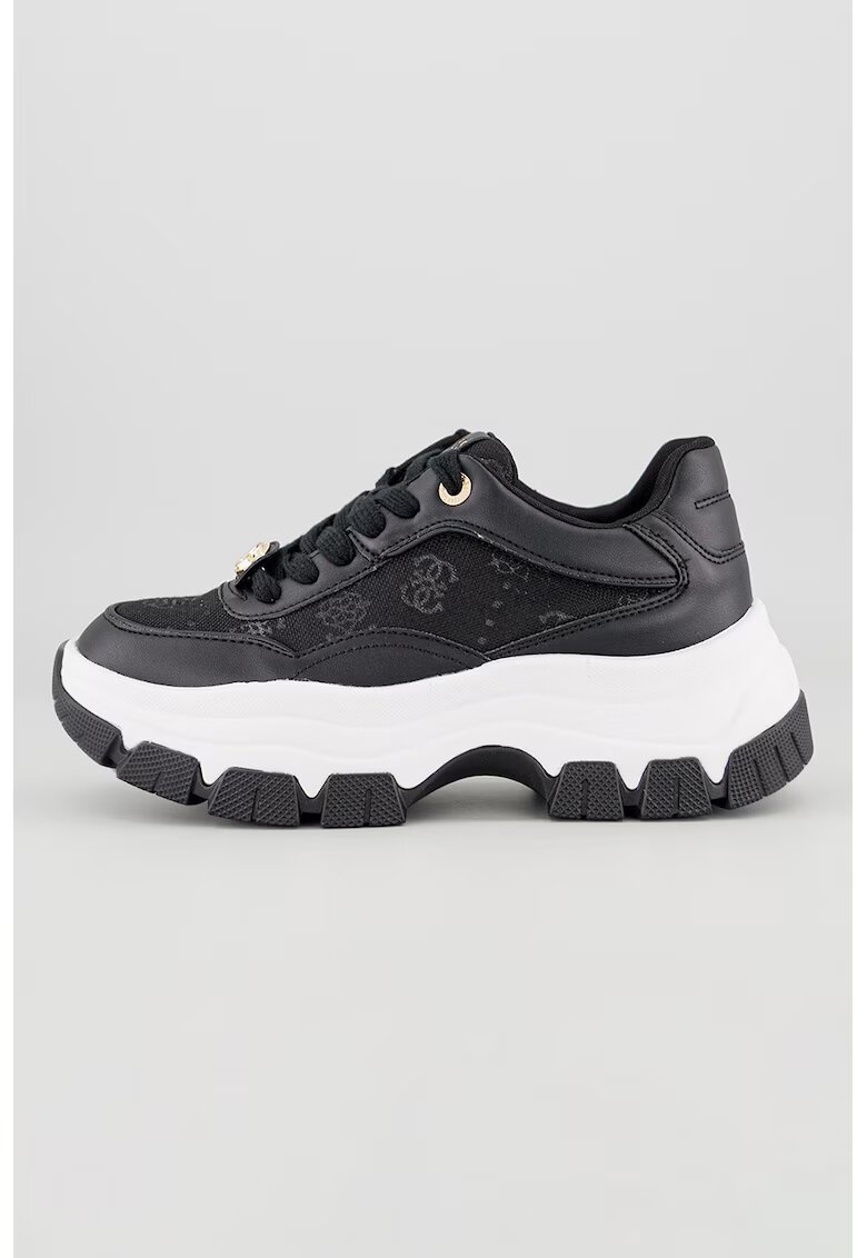 Guess Pantofi sport de piele ecologica cu insertii textile - Negru