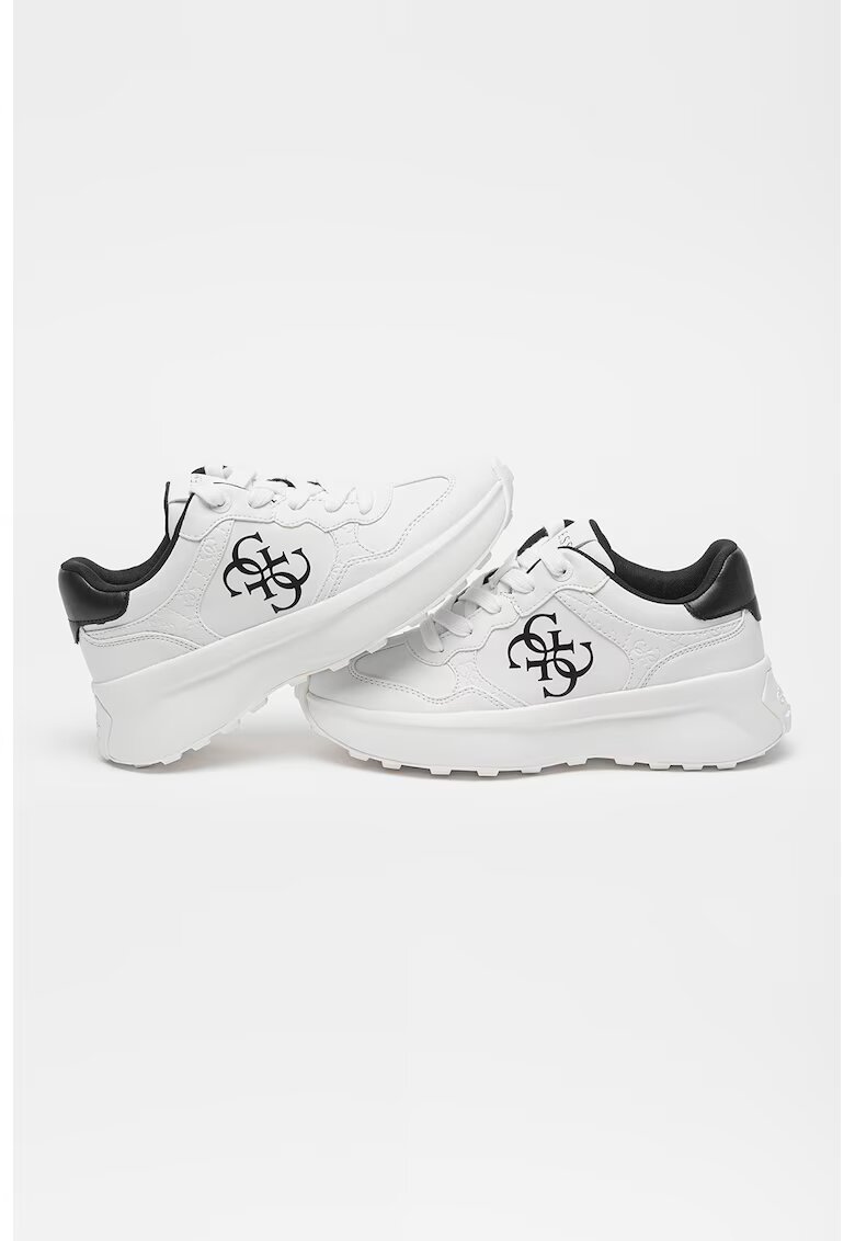 Guess Pantofi sport de piele ecologica cu logo - Alb