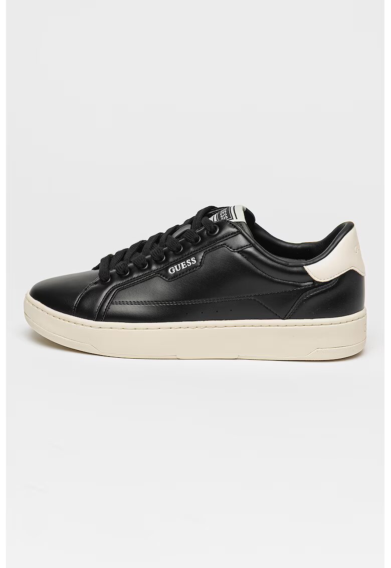 Guess Pantofi sport de piele ecologica cu logo - Alb fildes/Negru