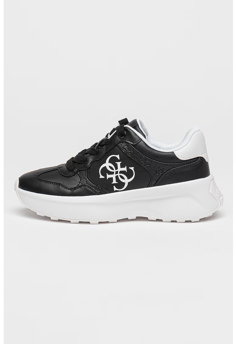 Guess Pantofi sport de piele ecologica cu logo - Alb/Negru