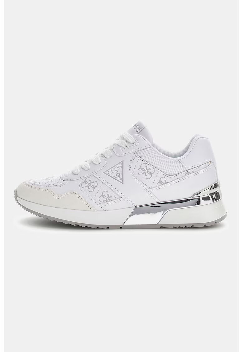 Guess Pantofi sport din piele ecologica cu detalii cu model monograma - Alb/Argintiu