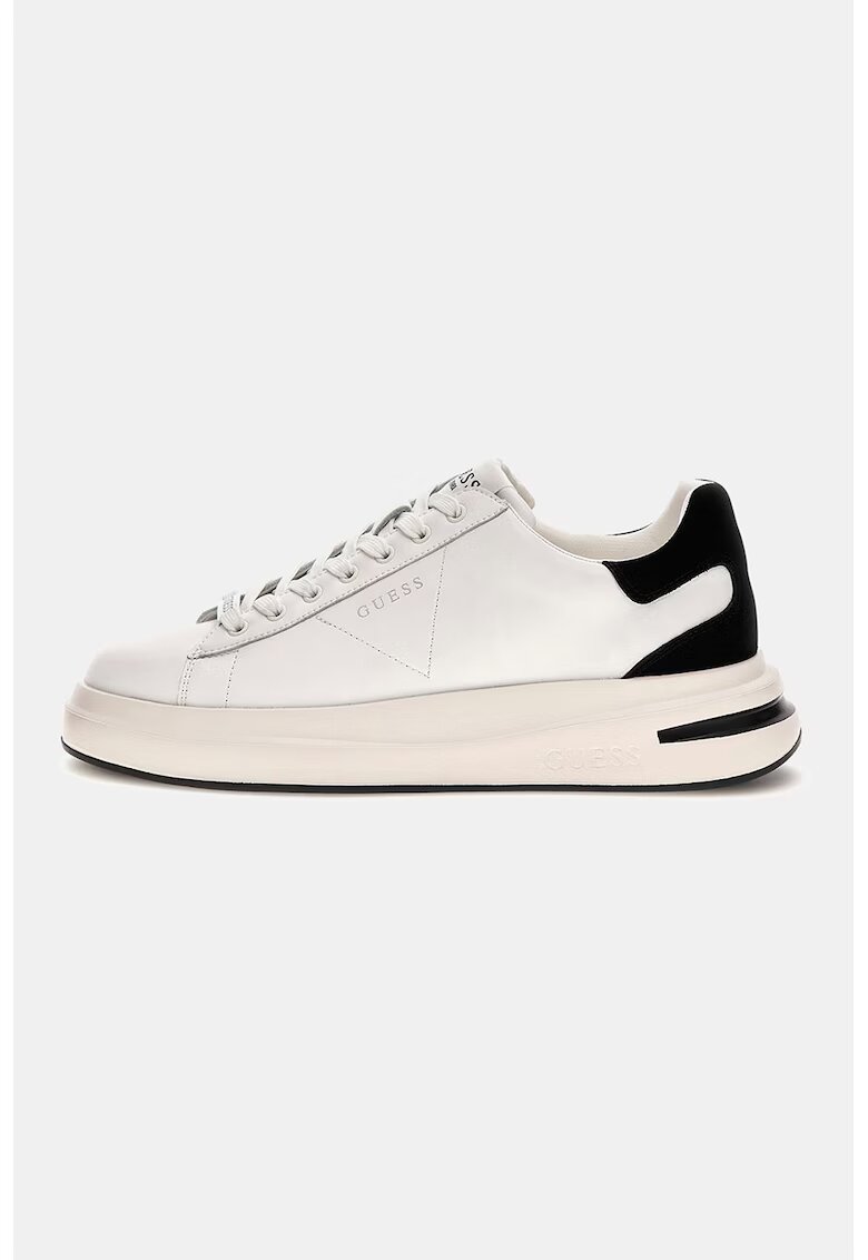 Guess Pantofi sport wedge din piele cu garnituri din piele intoarsa - Negru/Alb murdar