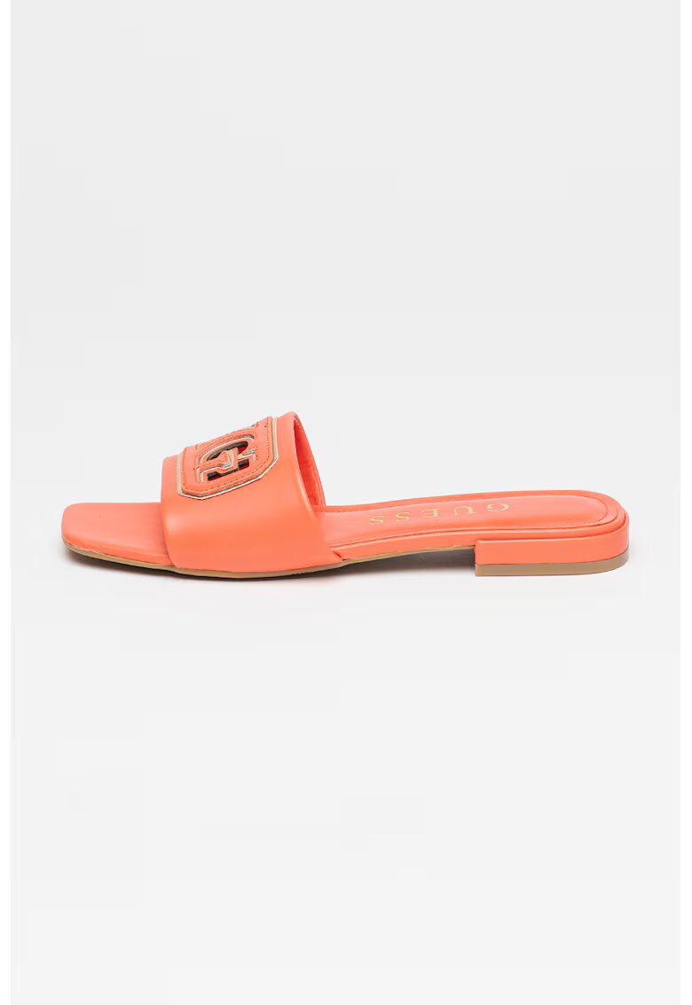 Guess Papuci cu logo - Auriu/Coral